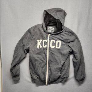 Chive Hoodies Mens Medium Grey Full Zip KCCO Fleece Interior